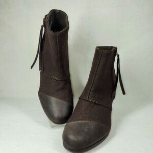 Toms Wedge Boots Zip Brown Comfort Casual Fashion Ankle Booties Womens Size 7